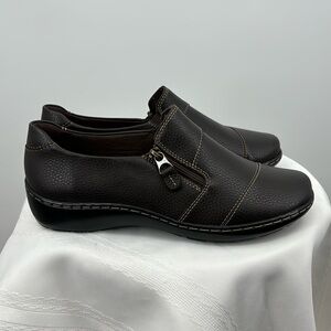 Clarks Cora Harbor Dark Brown Leather Loafers, Size 8.5W